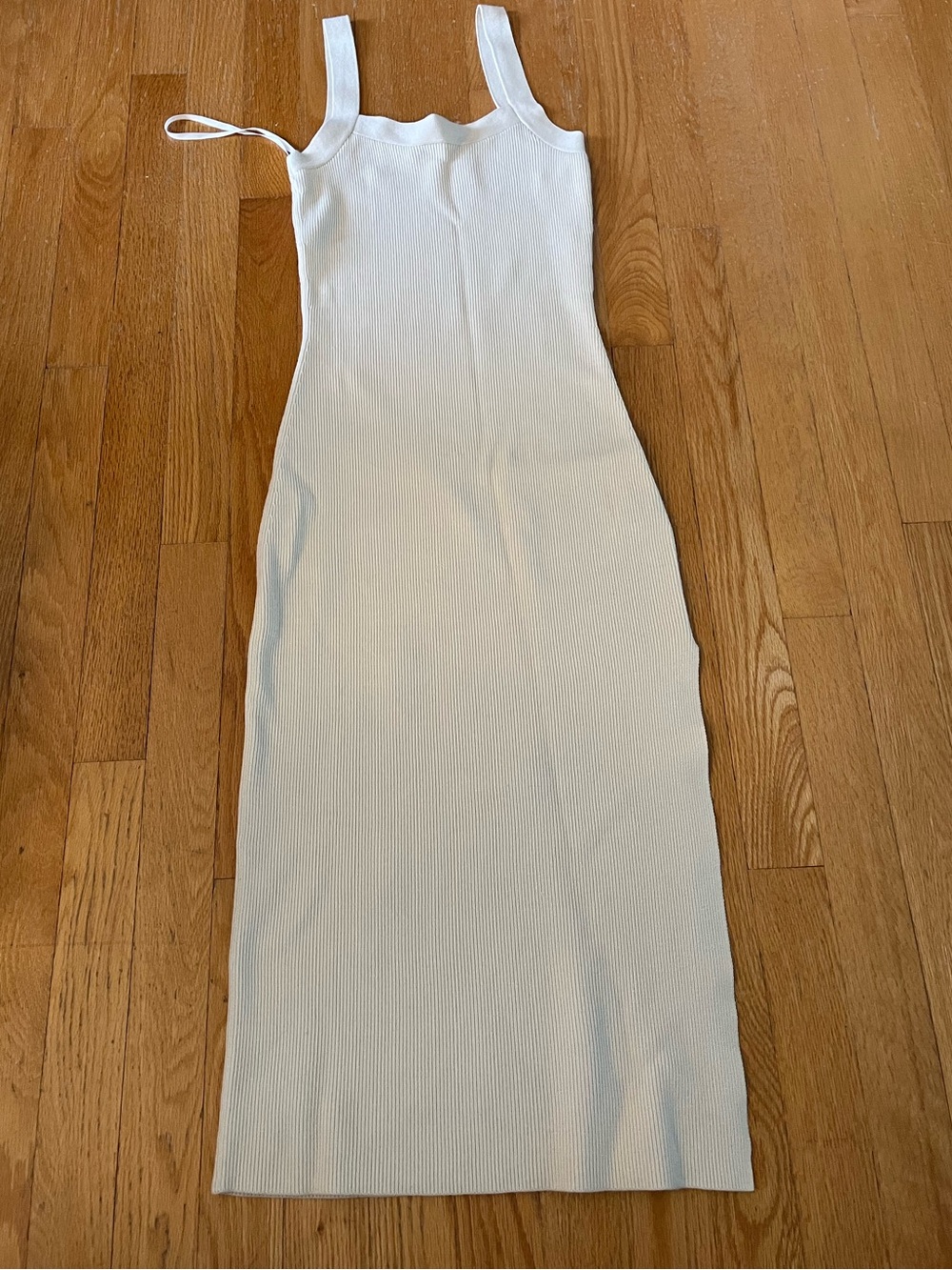 Babaton Cream Ribbed Square-Neck Maxi Slip Dress
